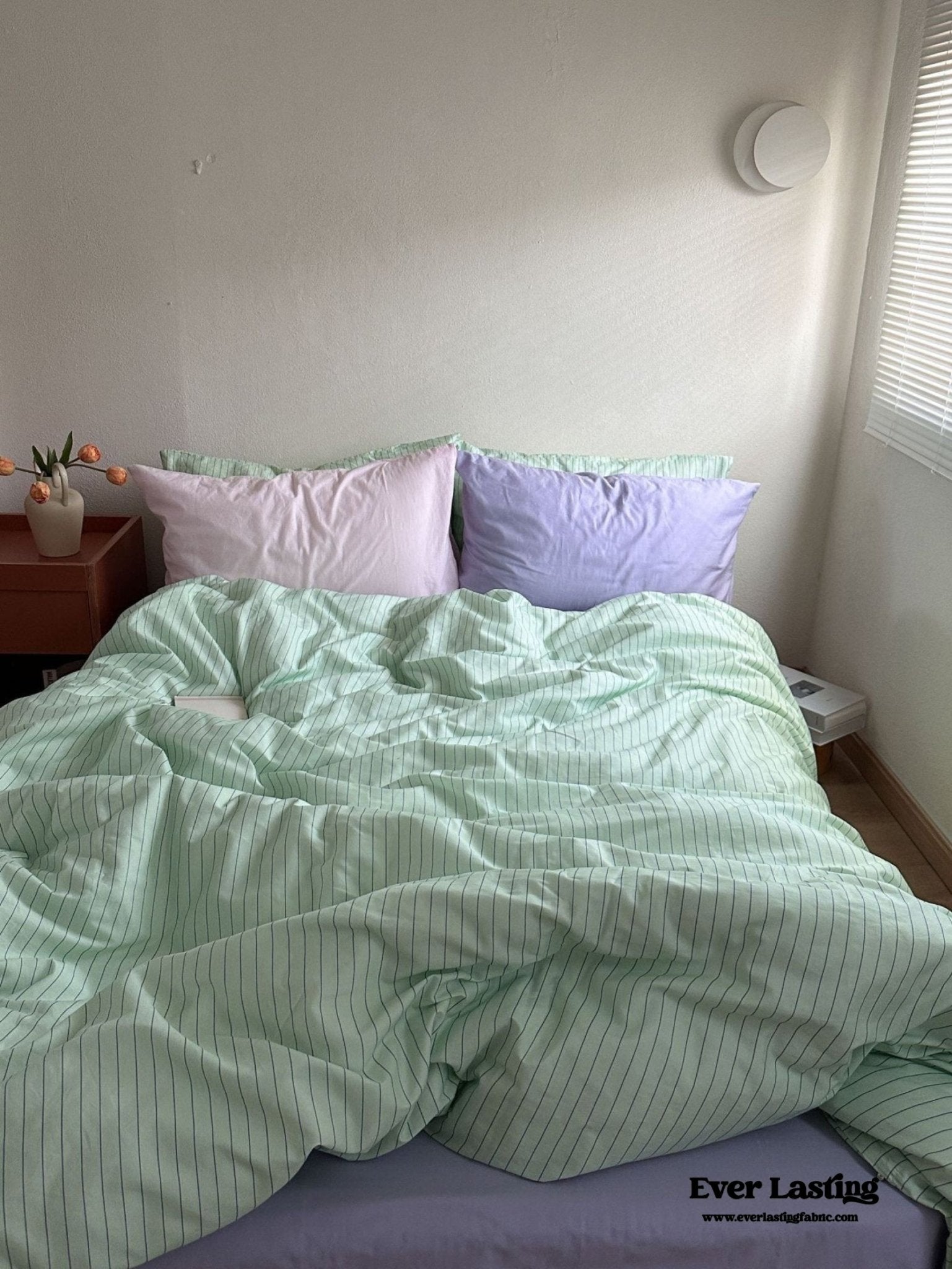 Daisy Mint Fresh Striped Bedding Set / Purple & Pink - Ever Lasting