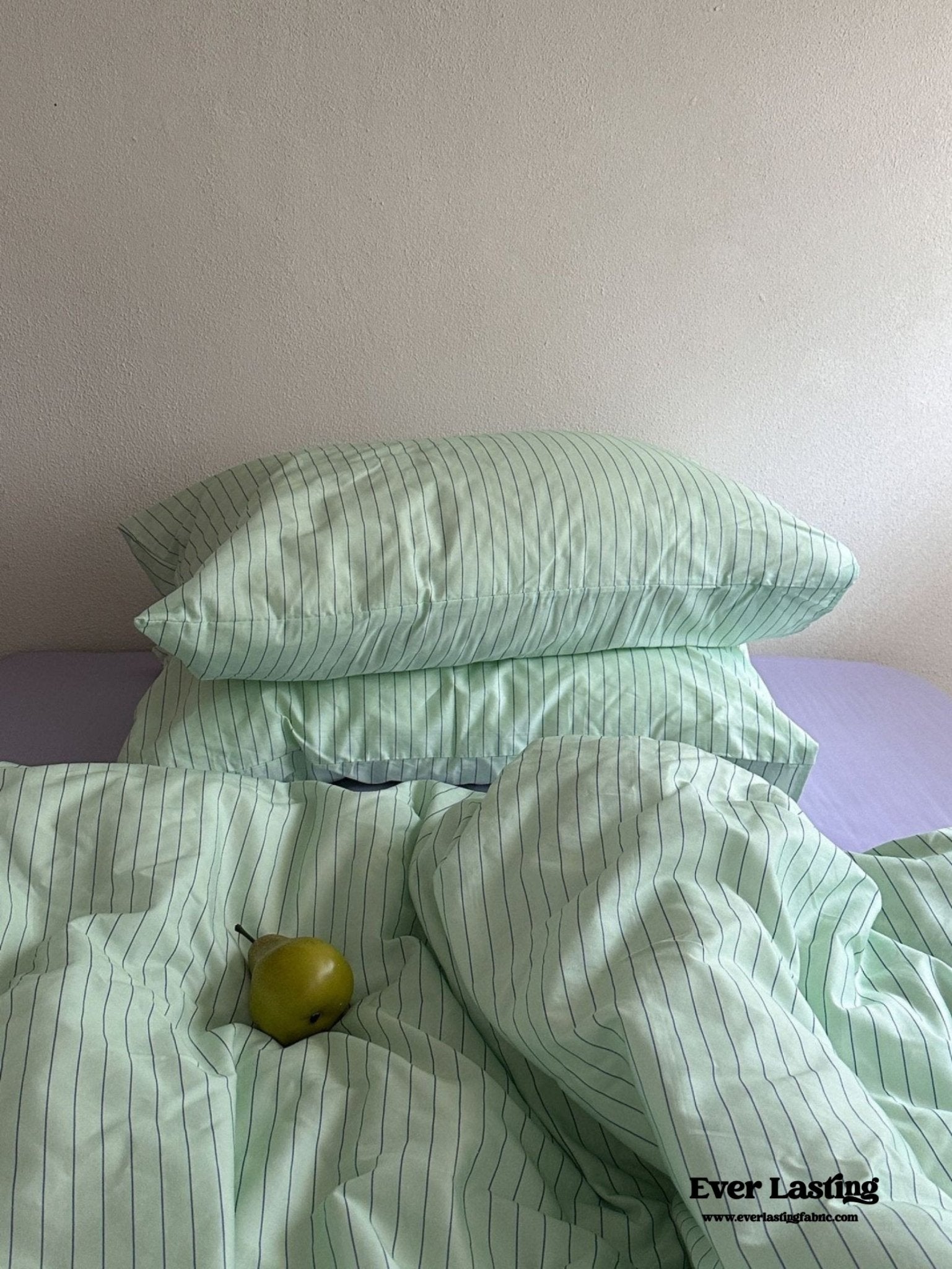Daisy Mint Fresh Striped Bedding Set / Purple & Striped - Ever Lasting