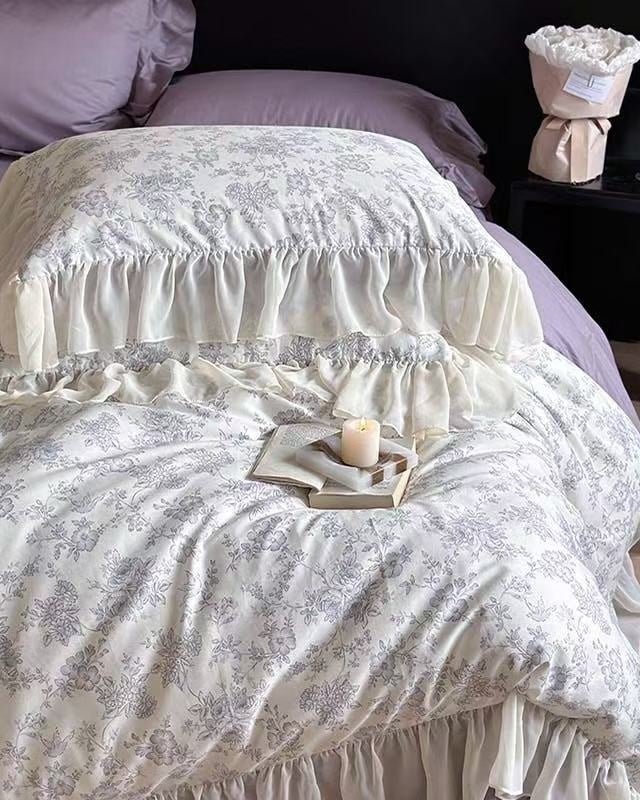 Daisy Purple Floral Ruffle Bedding Set - Ever Lasting