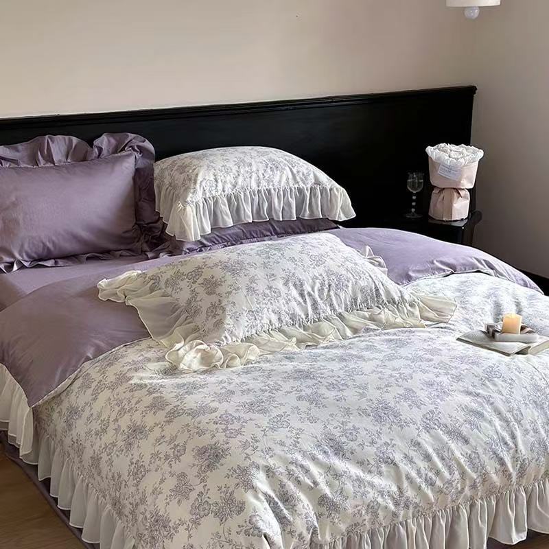 Daisy Purple Floral Ruffle Bedding Set - Ever Lasting