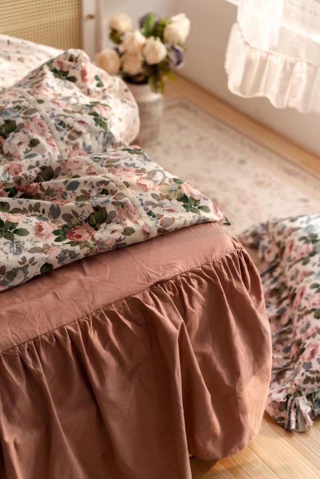 - Ever Lasting - Dark Garden Floral Bedding Set / Beige Mix - Bedding Set - Ever Lasting