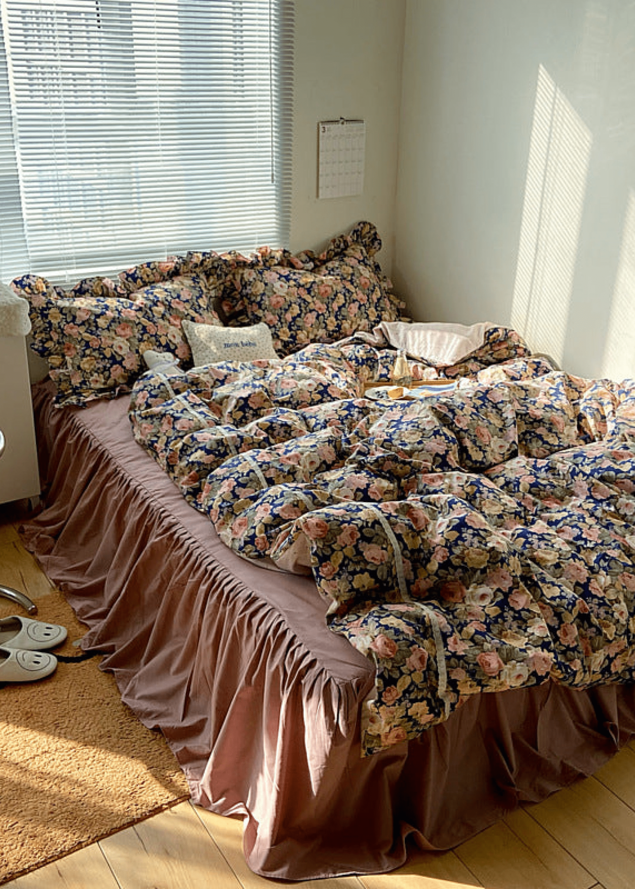 - Ever Lasting - Dark Garden Floral Bedding Set / Beige Mix - Bedding Set - Ever Lasting