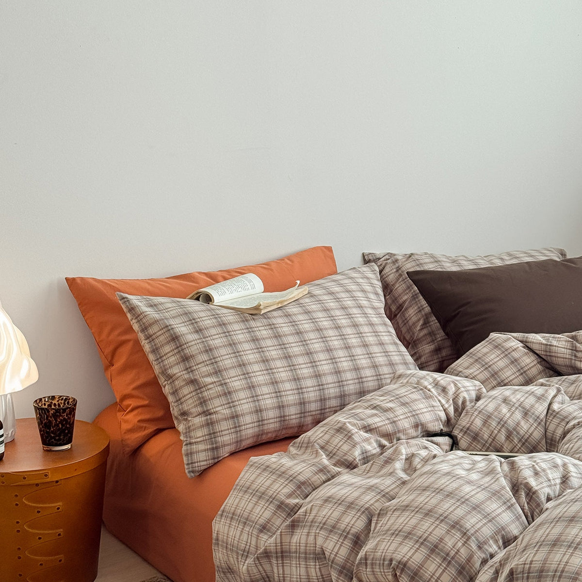 -Ever Lasting - Della Gingham Bedding Set/ Beige -Bedding Set -Ever Lasting