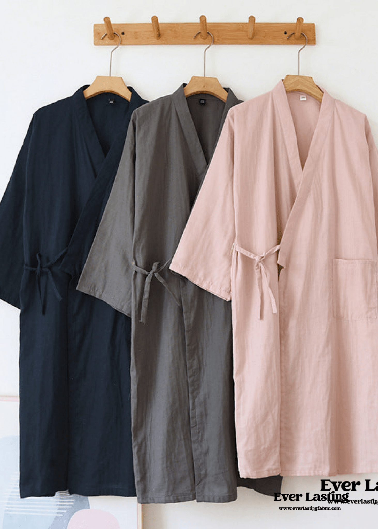 Double - Layer Gauze Cotton Robe / Dark Blue - Ever Lasting