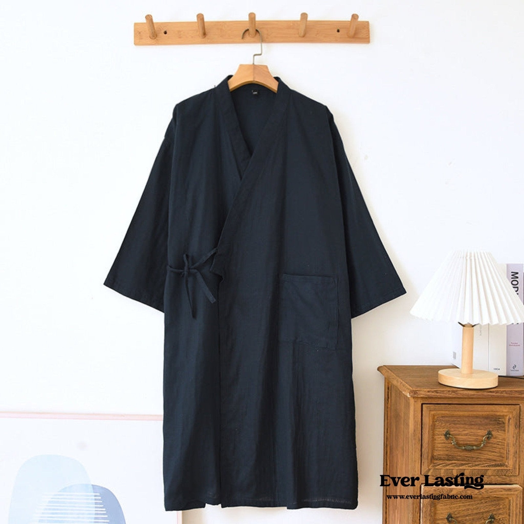 Double - Layer Gauze Cotton Robe / Dark Blue - Ever Lasting