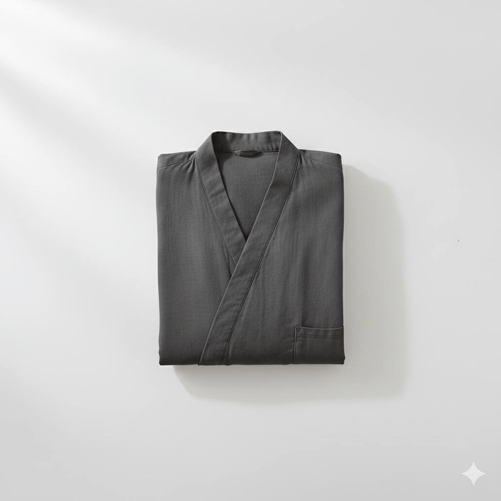 - Ever Lasting - Double - Layer Gauze Cotton Robe / Gray - Pajama - Ever Lasting