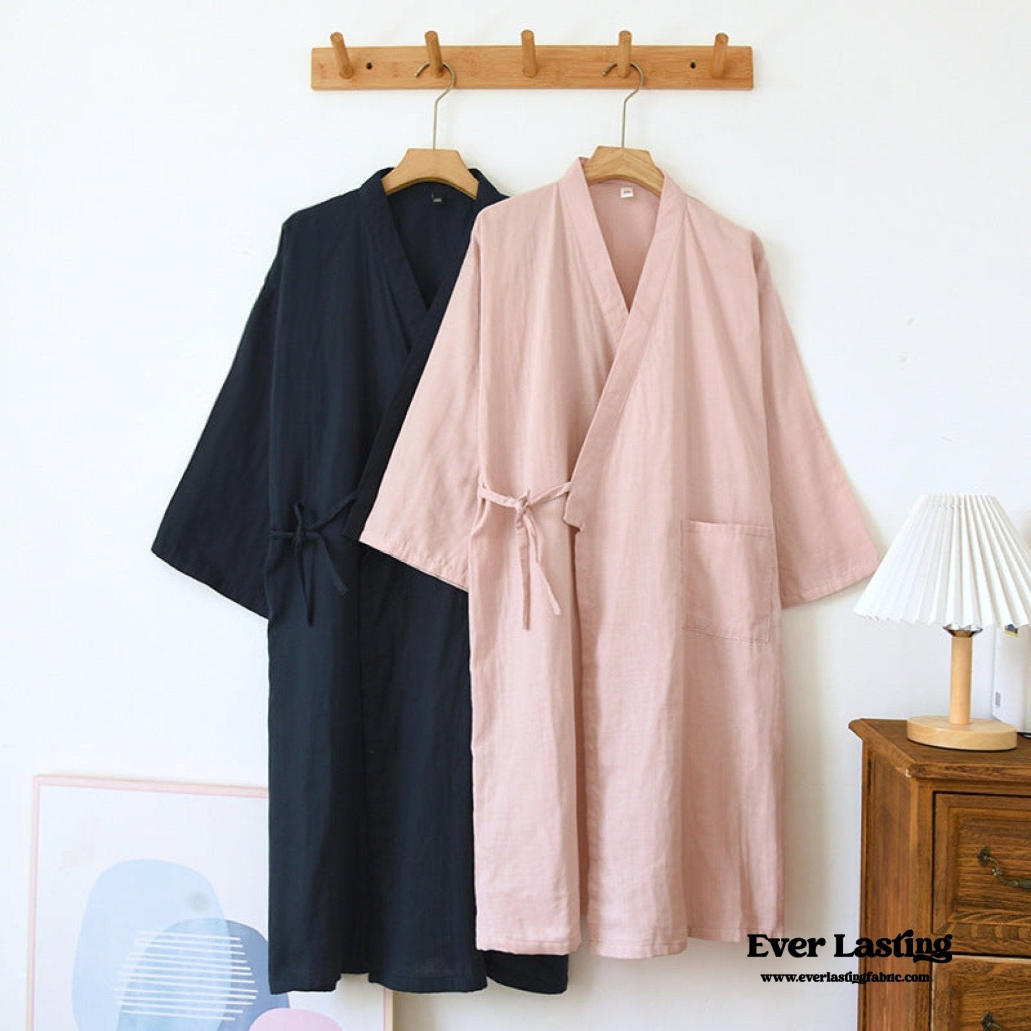 Double - Layer Gauze Cotton Robe / Pink - Ever Lasting