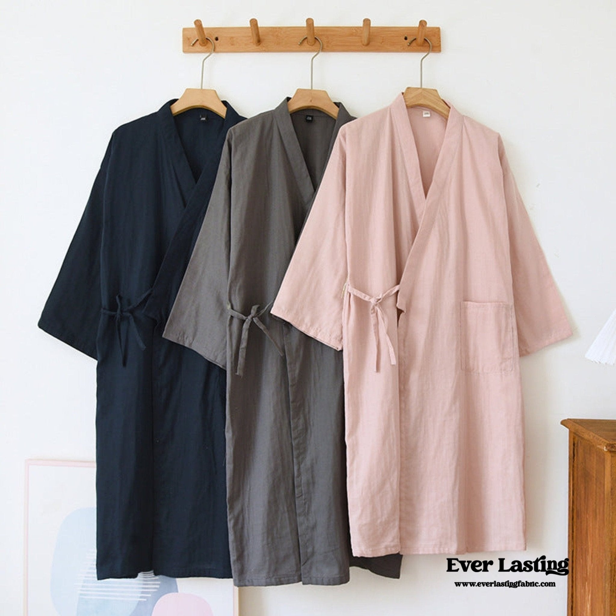 Double - Layer Gauze Cotton Robe / Pink - Ever Lasting