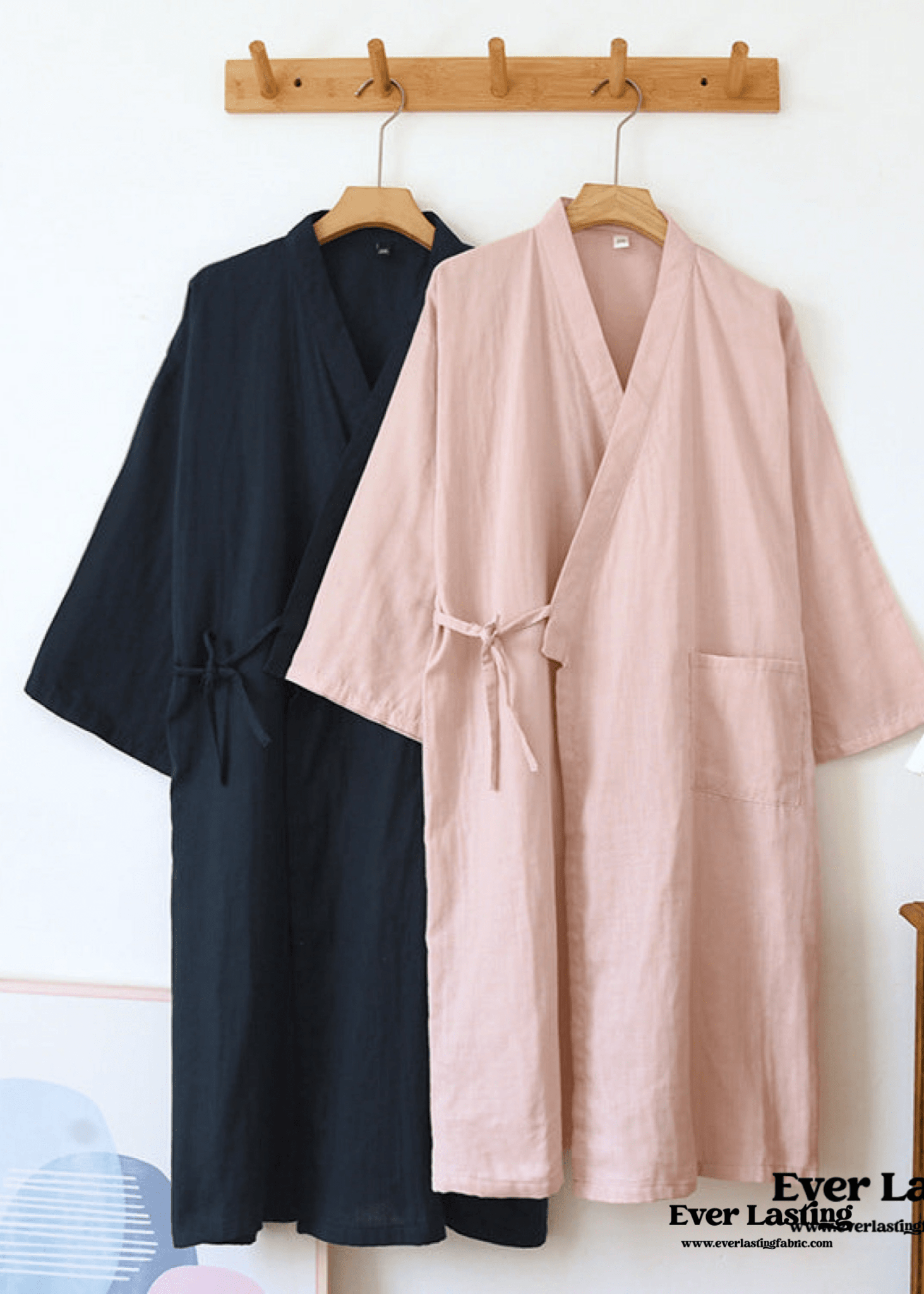 Double - Layer Gauze Cotton Robe / Pink - Ever Lasting