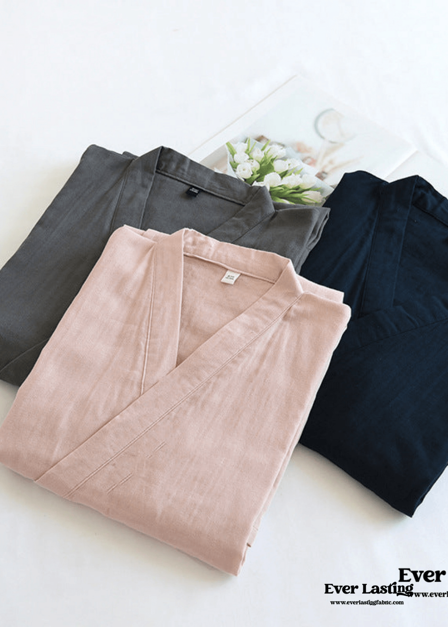 Double - Layer Gauze Cotton Robe / Pink - Ever Lasting