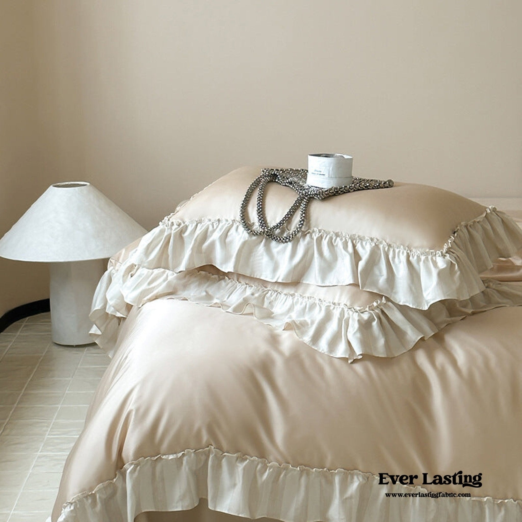 Dreamy Silky Ruffle Tencel Bedding Set / Blue - Ever Lasting