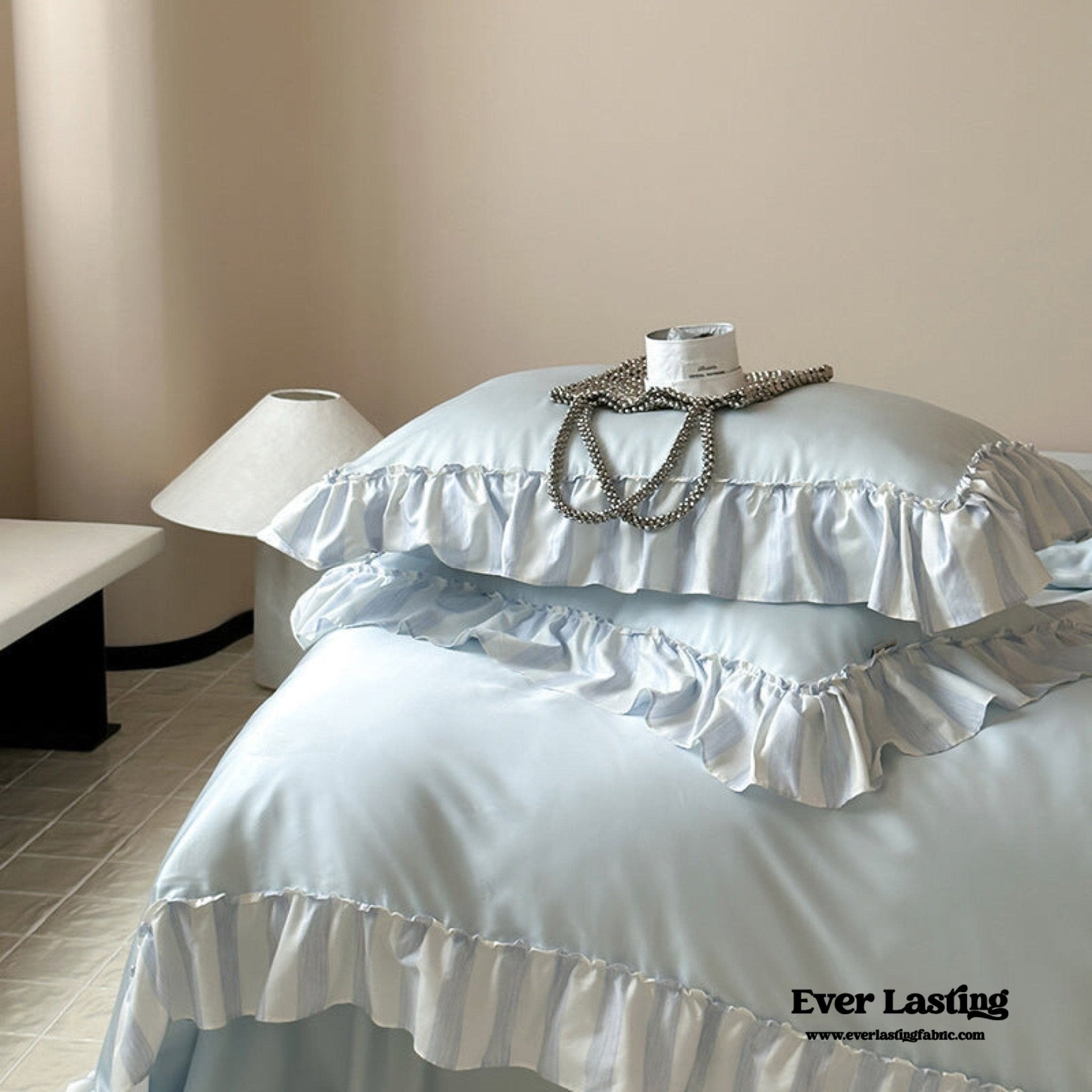 Dreamy Silky Ruffle Tencel Bedding Set / Pink - Ever Lasting