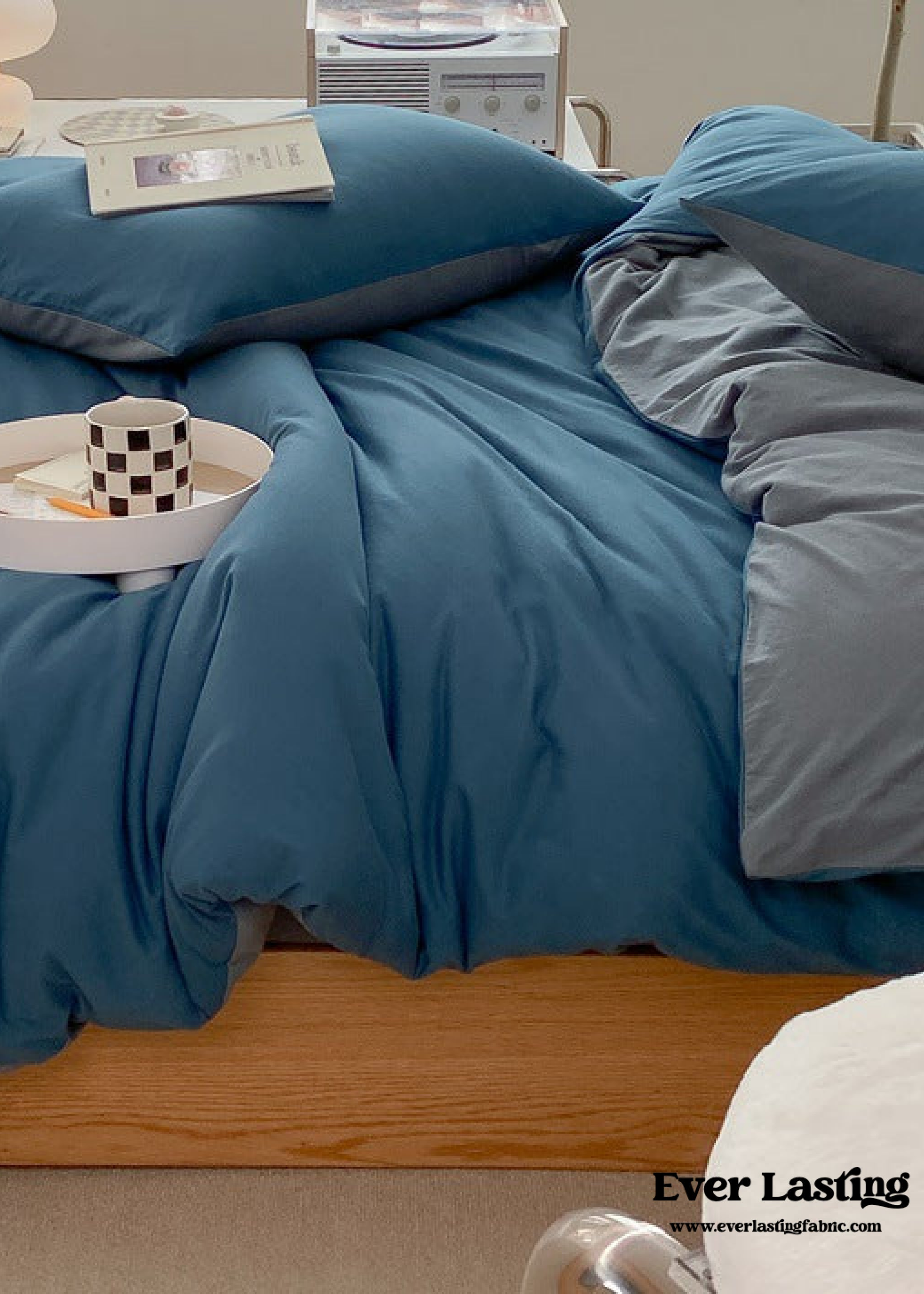 Duo Earth Tone Jersey Knit Bedding Set / White Beige Bedding Set