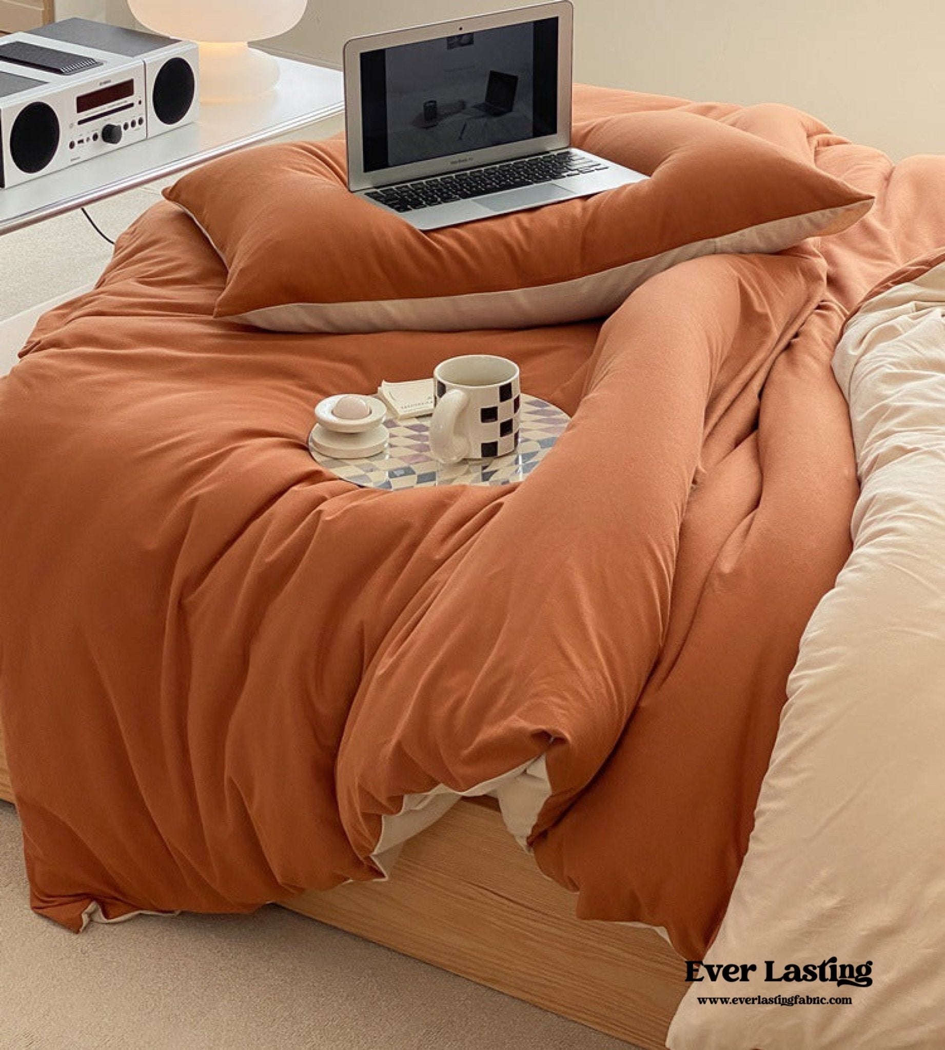 Duo Earth Tone Jersey Knit Bedding Set / Pink Beige - Ever Lasting