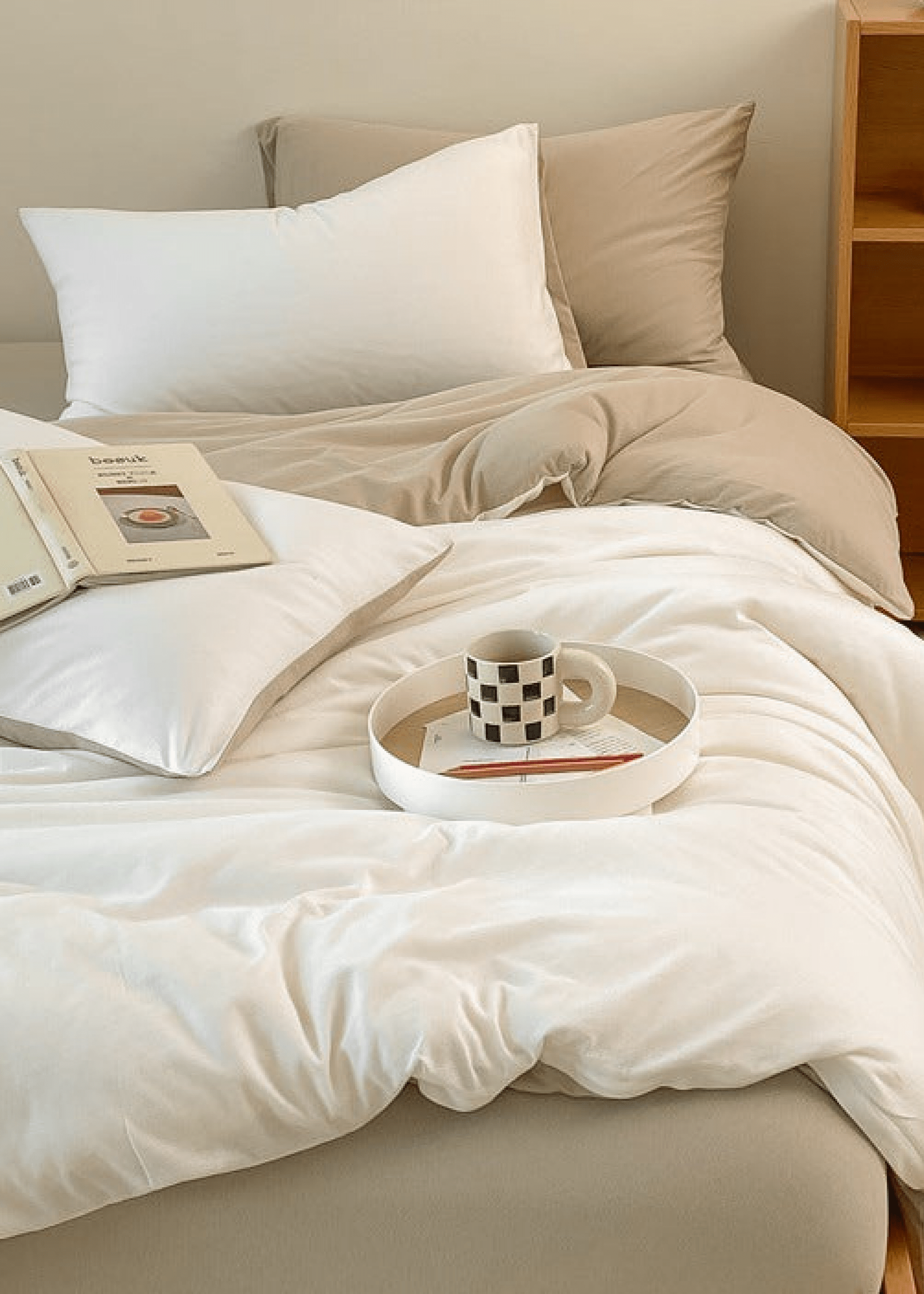 - Ever Lasting - Duo Earth Tone Jersey Knit Bedding Set / Pink Beige - Bedding Set - Ever Lasting