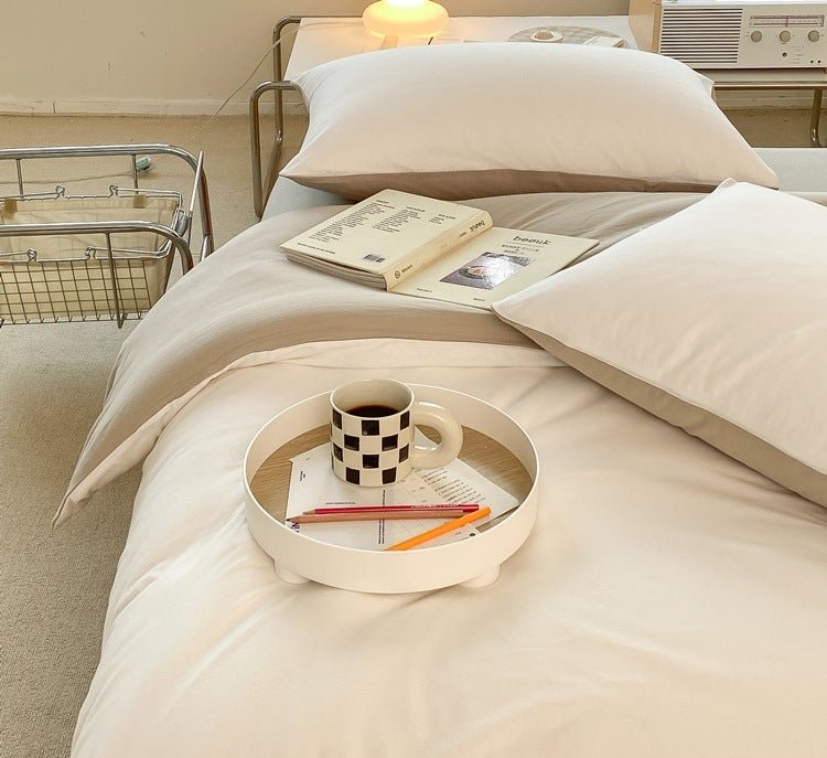 - Ever Lasting - Duo Earth Tone Jersey Knit Bedding Set / Pink Beige - Bedding Set - Ever Lasting