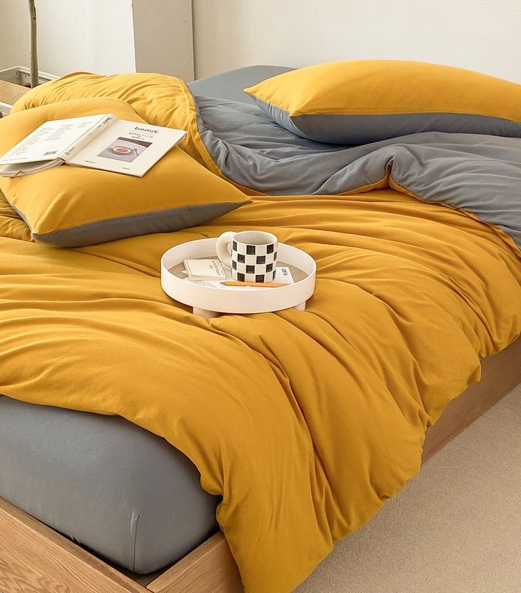 - Ever Lasting - Duo Earth Tone Jersey Knit Bedding Set / Pink Beige - Bedding Set - Ever Lasting