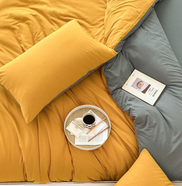 - Ever Lasting - Duo Earth Tone Jersey Knit Bedding Set / Pink Beige - Bedding Set - Ever Lasting