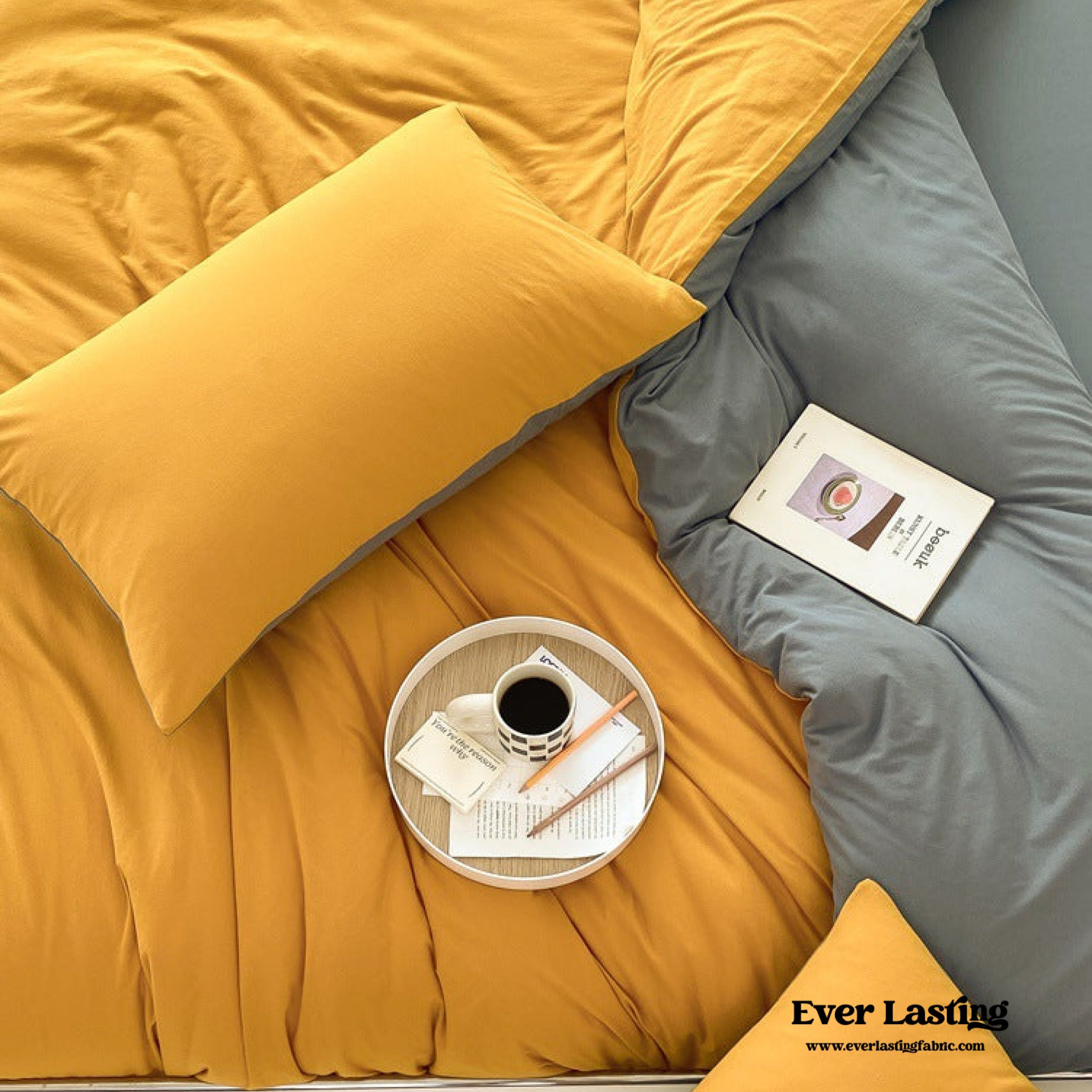 Duo Earth Tone Jersey Knit Bedding Set / White Beige