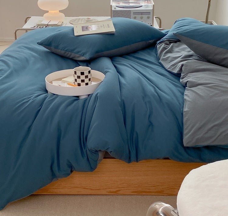 - Ever Lasting - Duo Earth Tone Jersey Knit Bedding Set / White Beige - Bedding Set - Ever Lasting