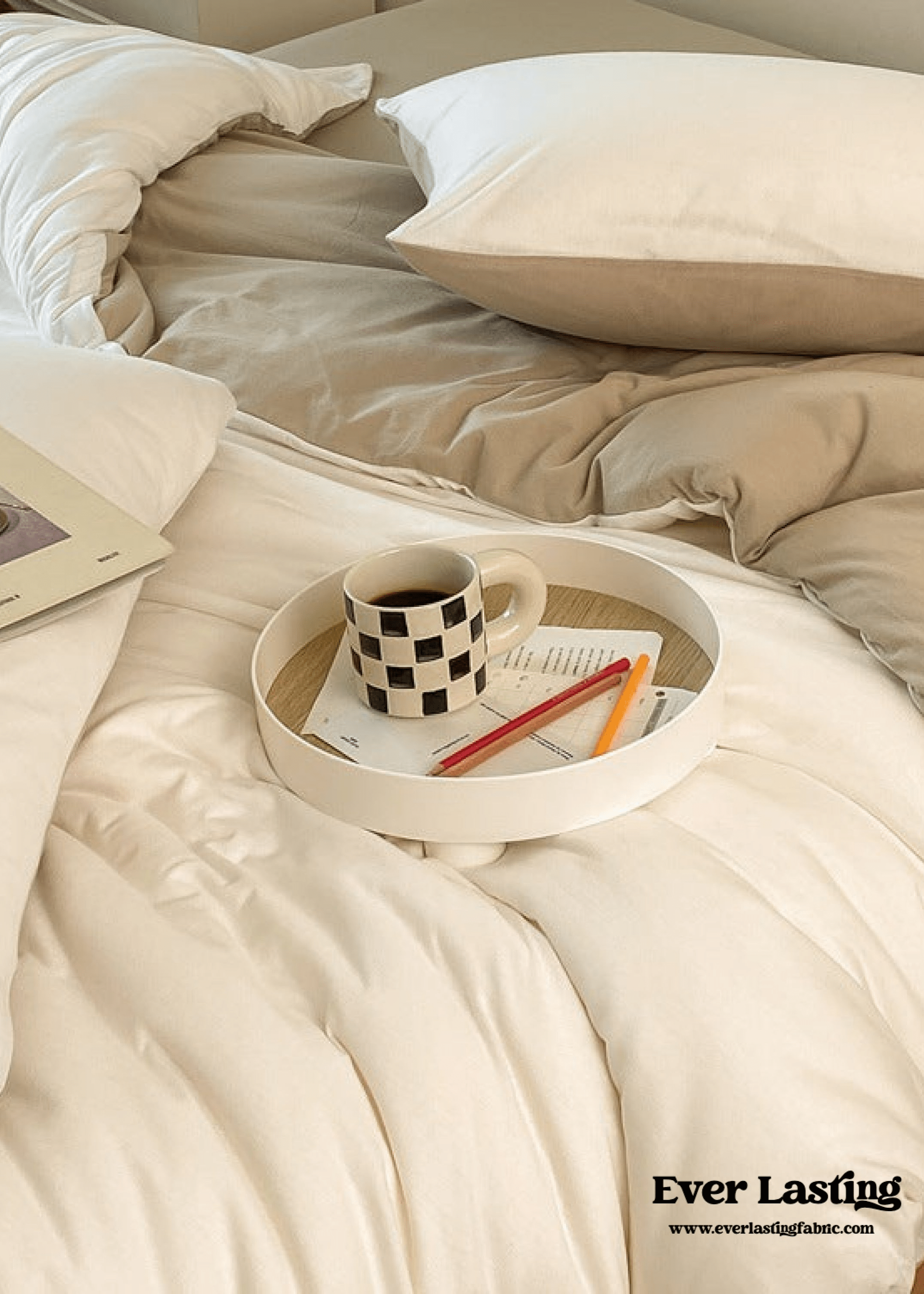 - Ever Lasting - Duo Earth Tone Jersey Knit Bedding Set / White Beige - Bedding Set - Ever Lasting