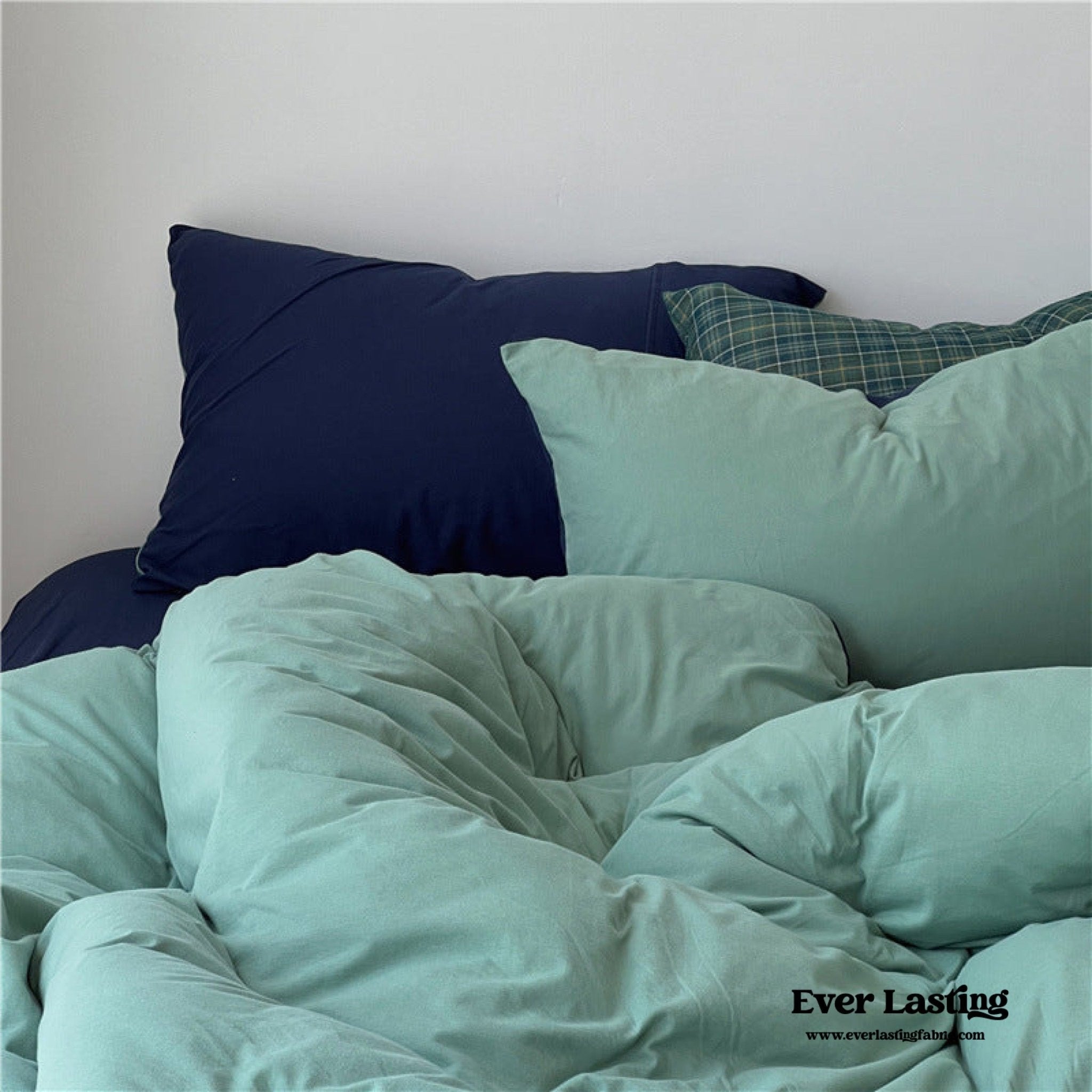DUO Jersey Knit Bedding Set / Green Blue + Royal Blue - Ever Lasting