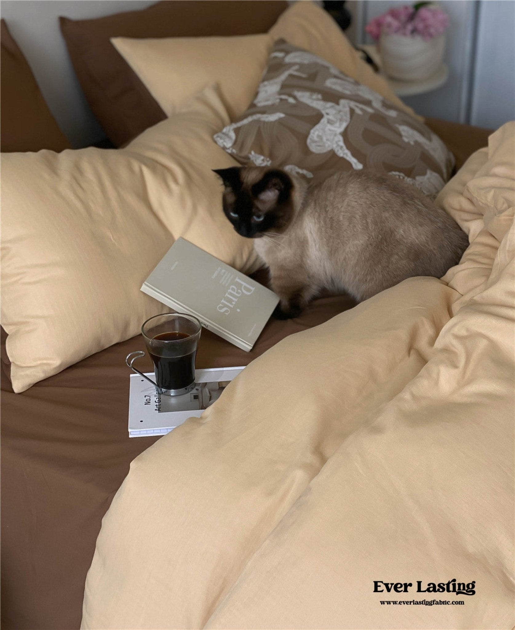 DUO Minimal Double Layer Washed Cotton Bedding Set / Blue - Ever Lasting