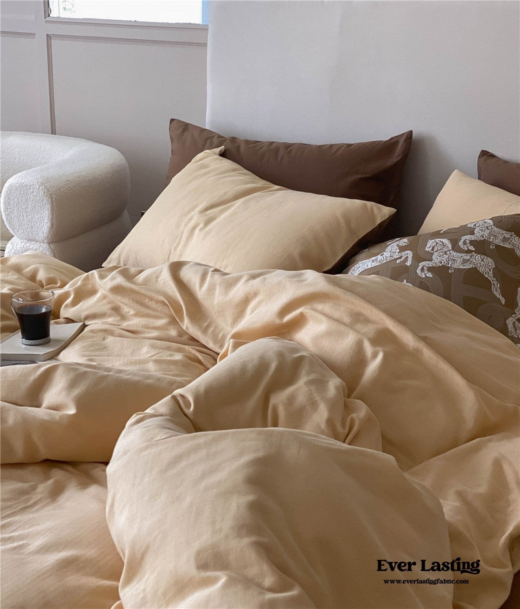 DUO Minimal Double Layer Washed Cotton Bedding Set / Blue - Ever Lasting