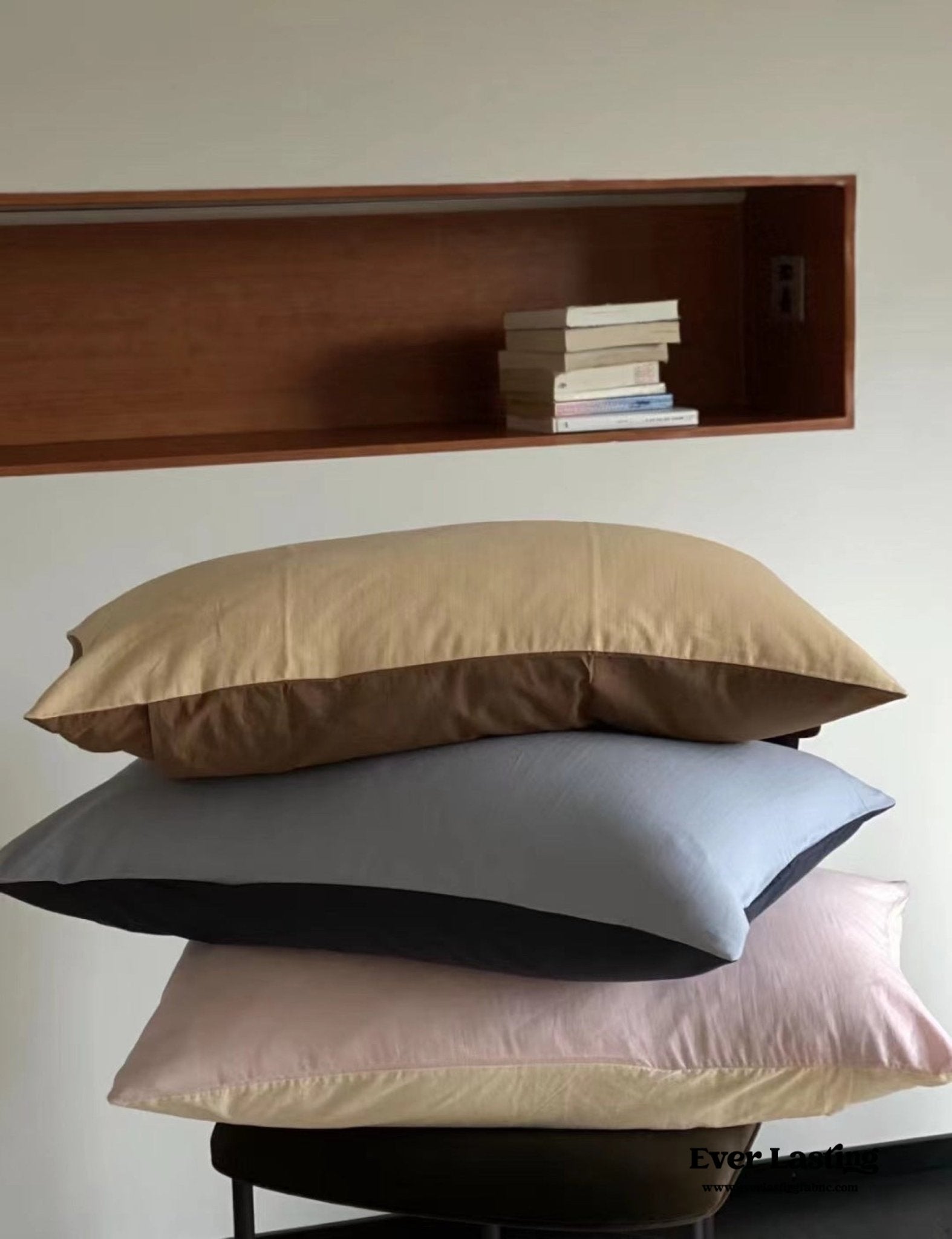 DUO Minimal Double Layer Washed Cotton Bedding Set / Khaki + Brown - Ever Lasting