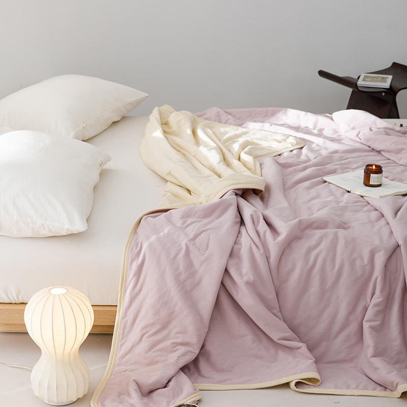 - Ever Lasting - DUO Pastel Cotton Blanket / Purple Yellow - Blankets - Ever Lasting