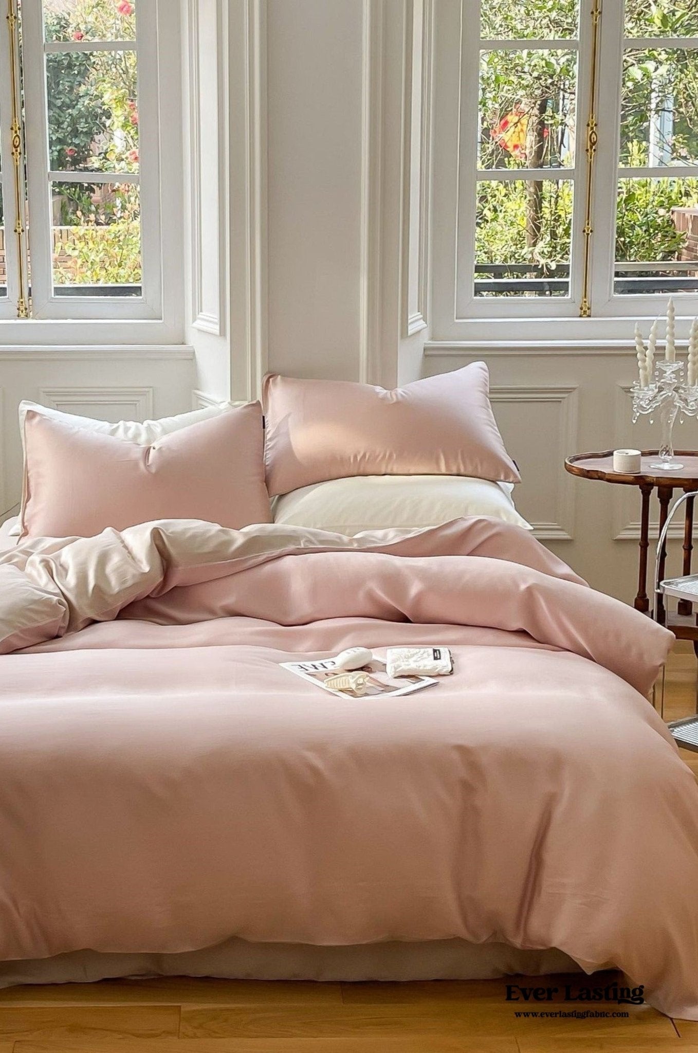 DUO Reversible Pastel Silky Tencel Bedding Set / Dark Blue - Ever Lasting