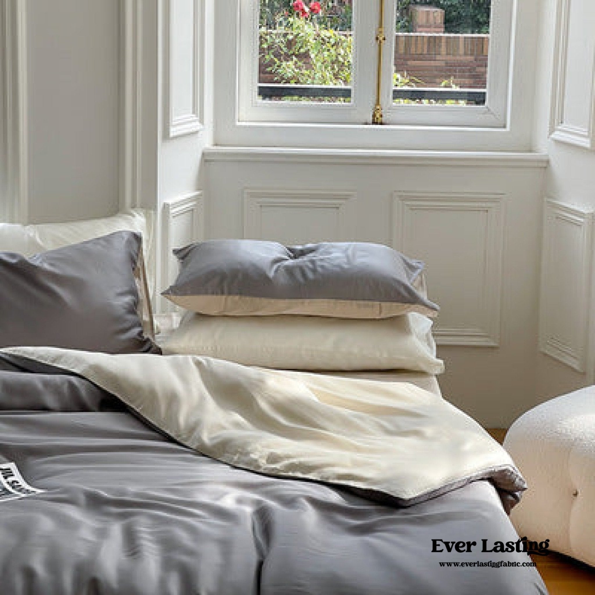 DUO Reversible Pastel Silky Tencel Bedding Set / Dark Blue - Ever Lasting