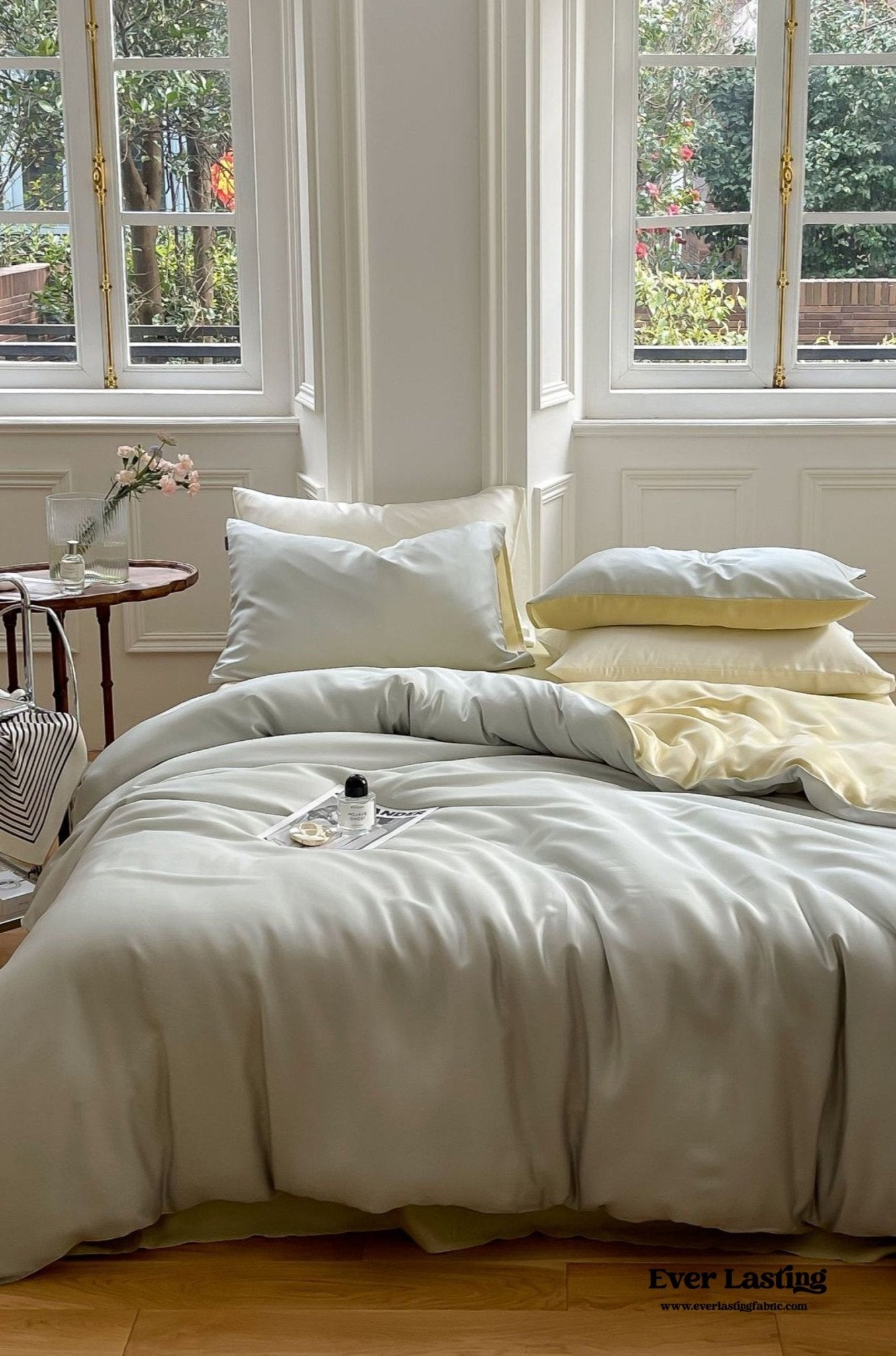 DUO Reversible Pastel Silky Tencel Bedding Set / Green - Ever Lasting