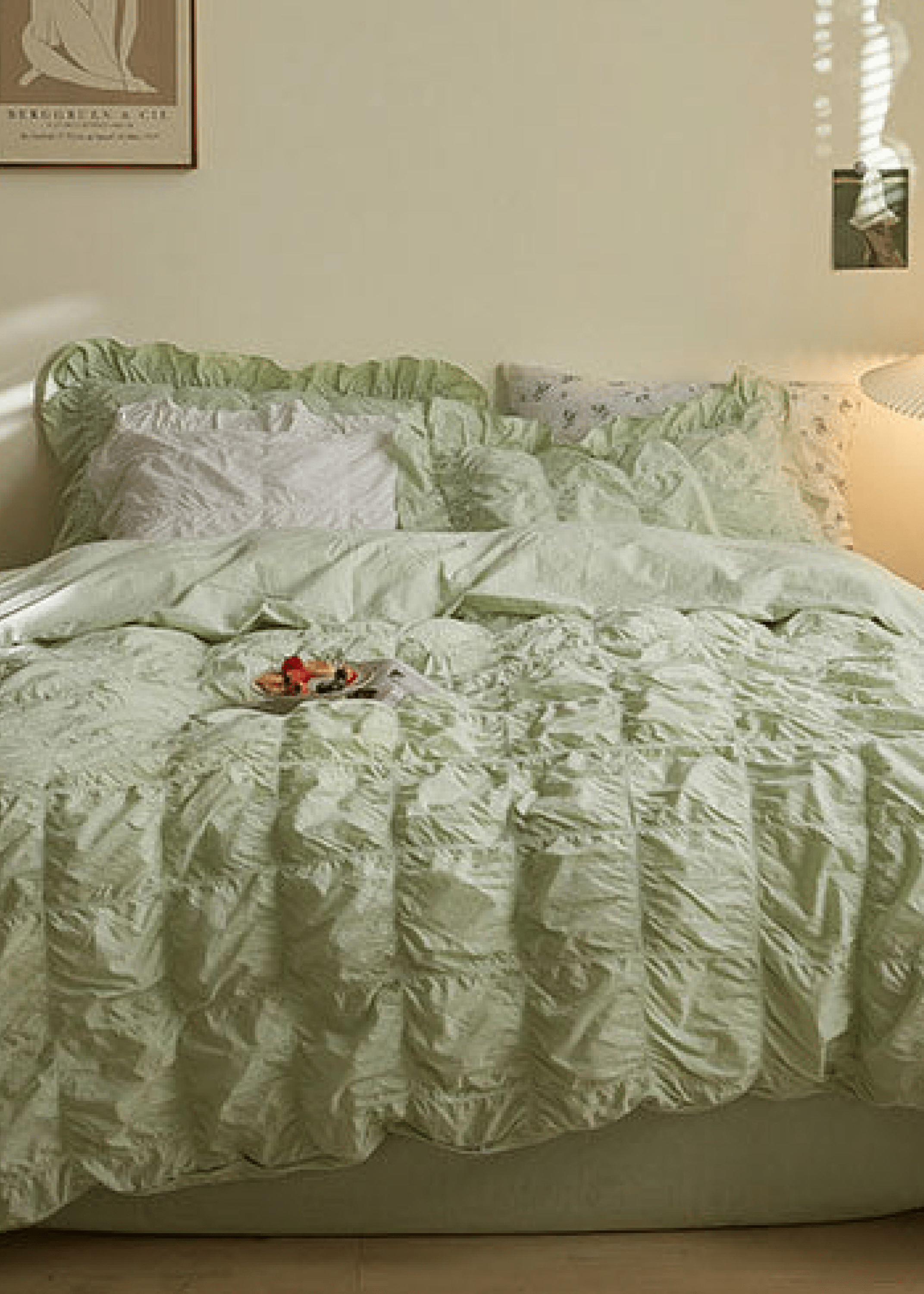 - Ever Lasting - Earth Tone Marshmallow Puff Ruffle Bedding Set / Pumpkin Brown - Bedding Set - Ever Lasting