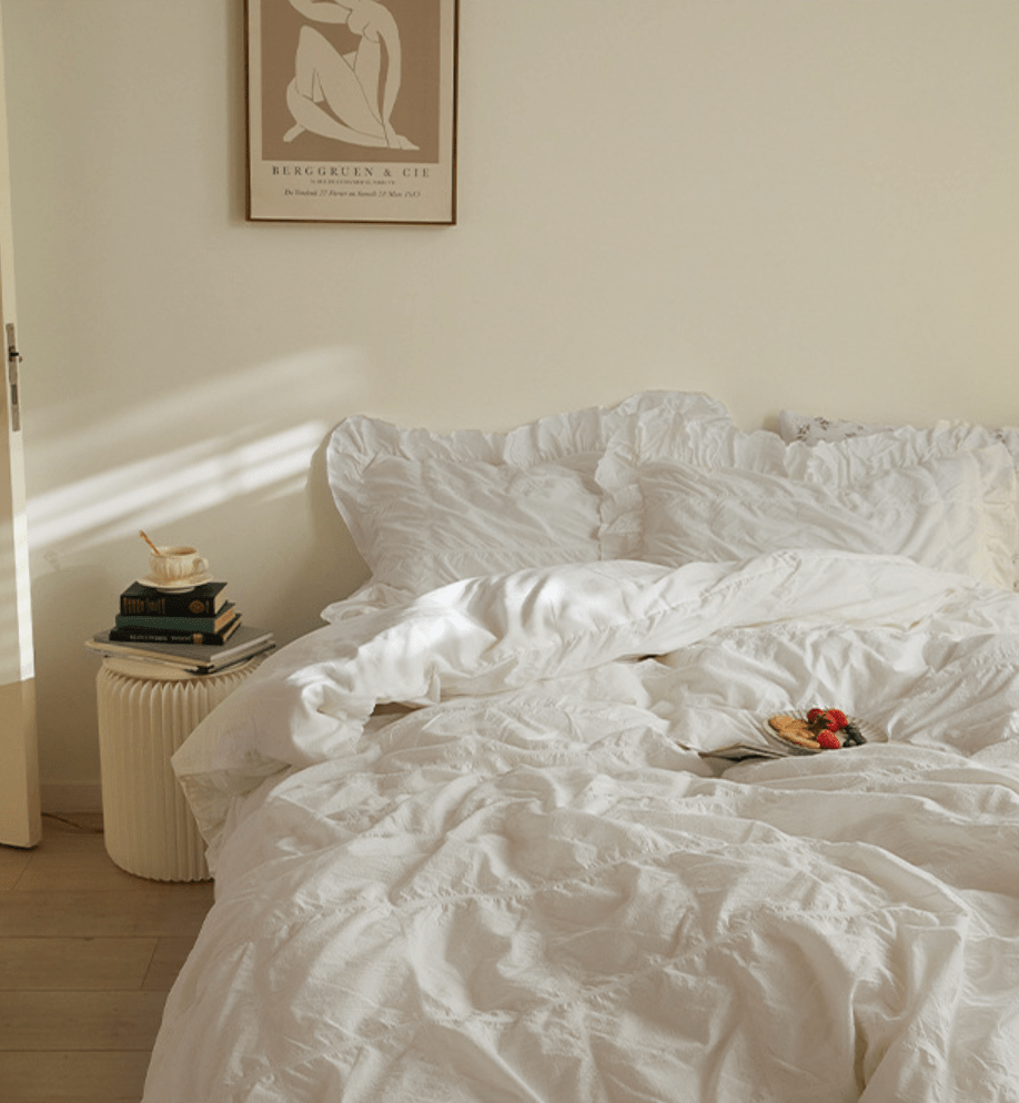 - Ever Lasting - Earth Tone Marshmallow Puff Ruffle Bedding Set / Rust Pink - Bedding Set - Ever Lasting