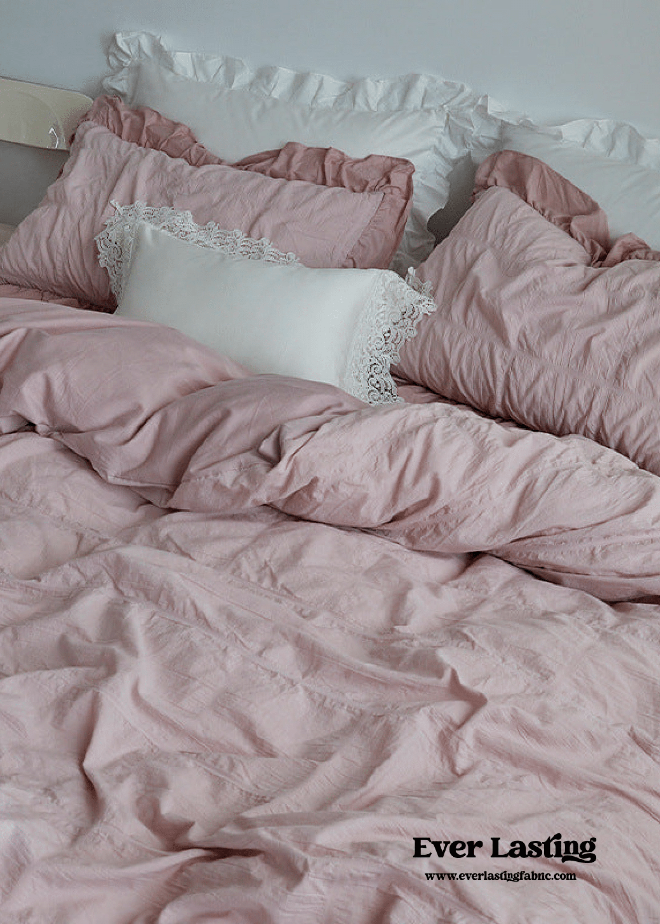 - Ever Lasting - Earth Tone Marshmallow Puff Ruffle Bedding Set / White - Bedding Set - Ever Lasting