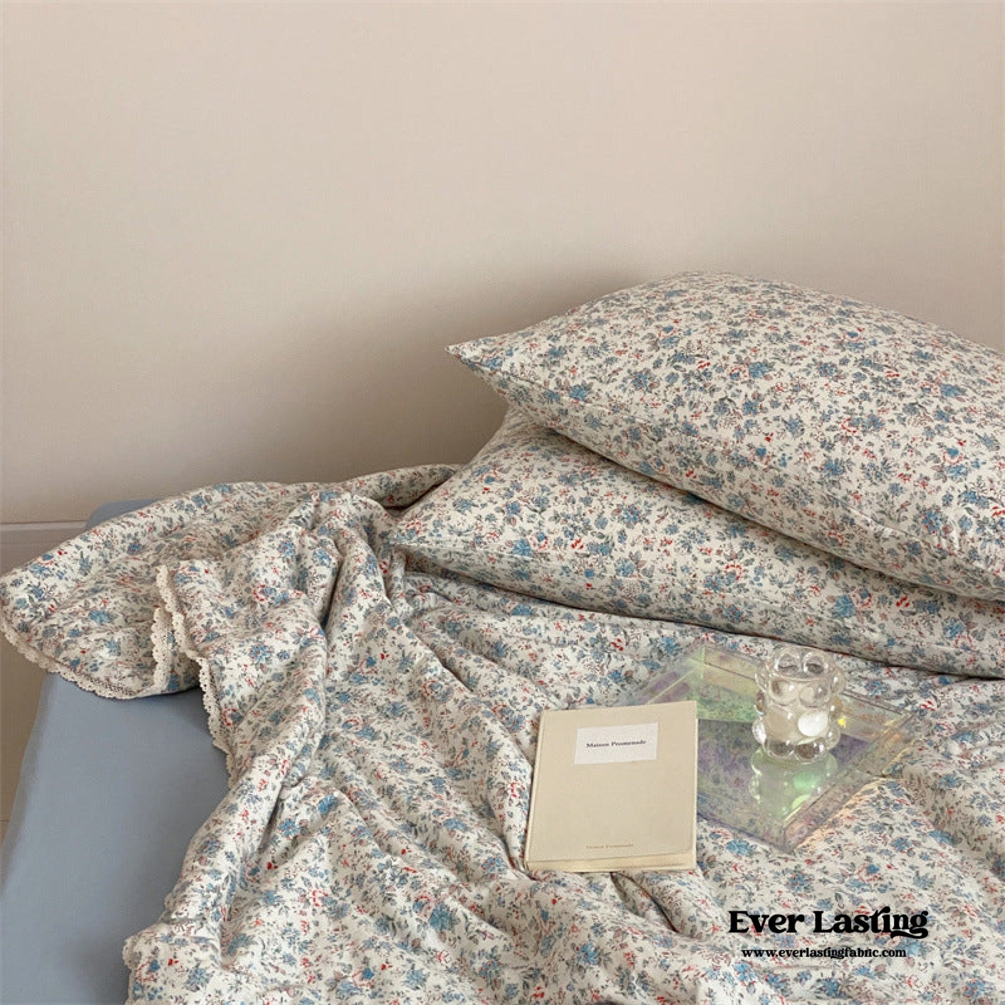 Earthy Cottagecore Floral Comforter Blanket Set / Blue - Ever Lasting