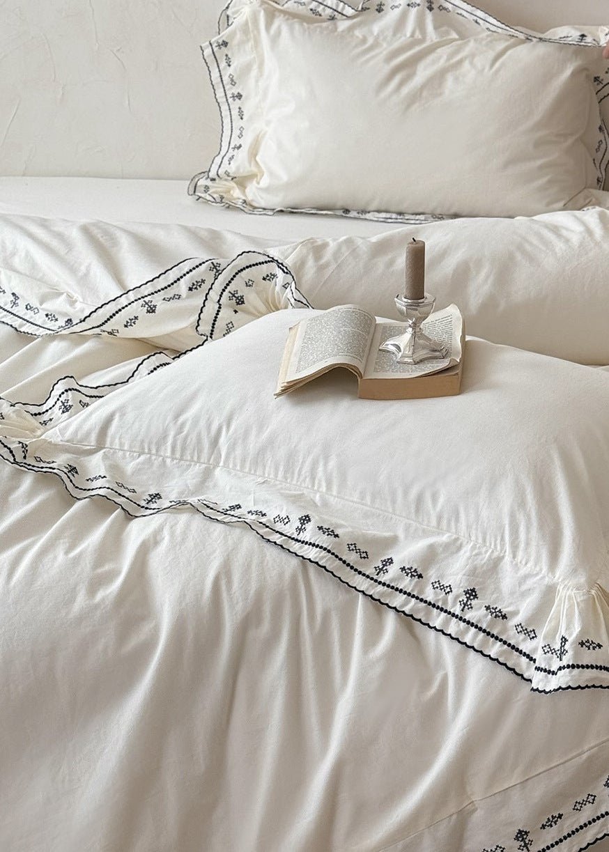 Eden French Embroidered Bedding Bundle - Ever Lasting