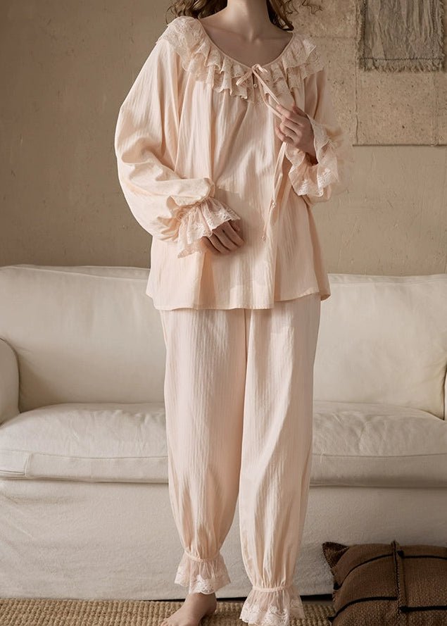 - Ever Lasting - Elise Ruffle Lounge Set / Soft Pink - Pajamas - Ever Lasting