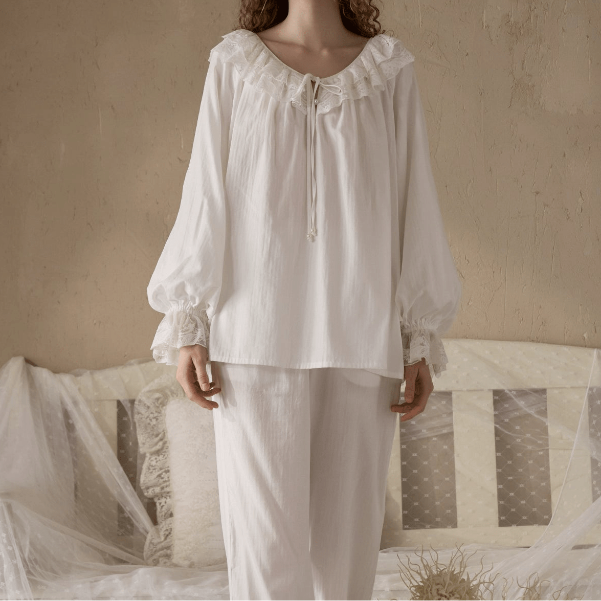 - Ever Lasting - Elise Ruffle Lounge Set / Soft Pink - Pajamas - Ever Lasting