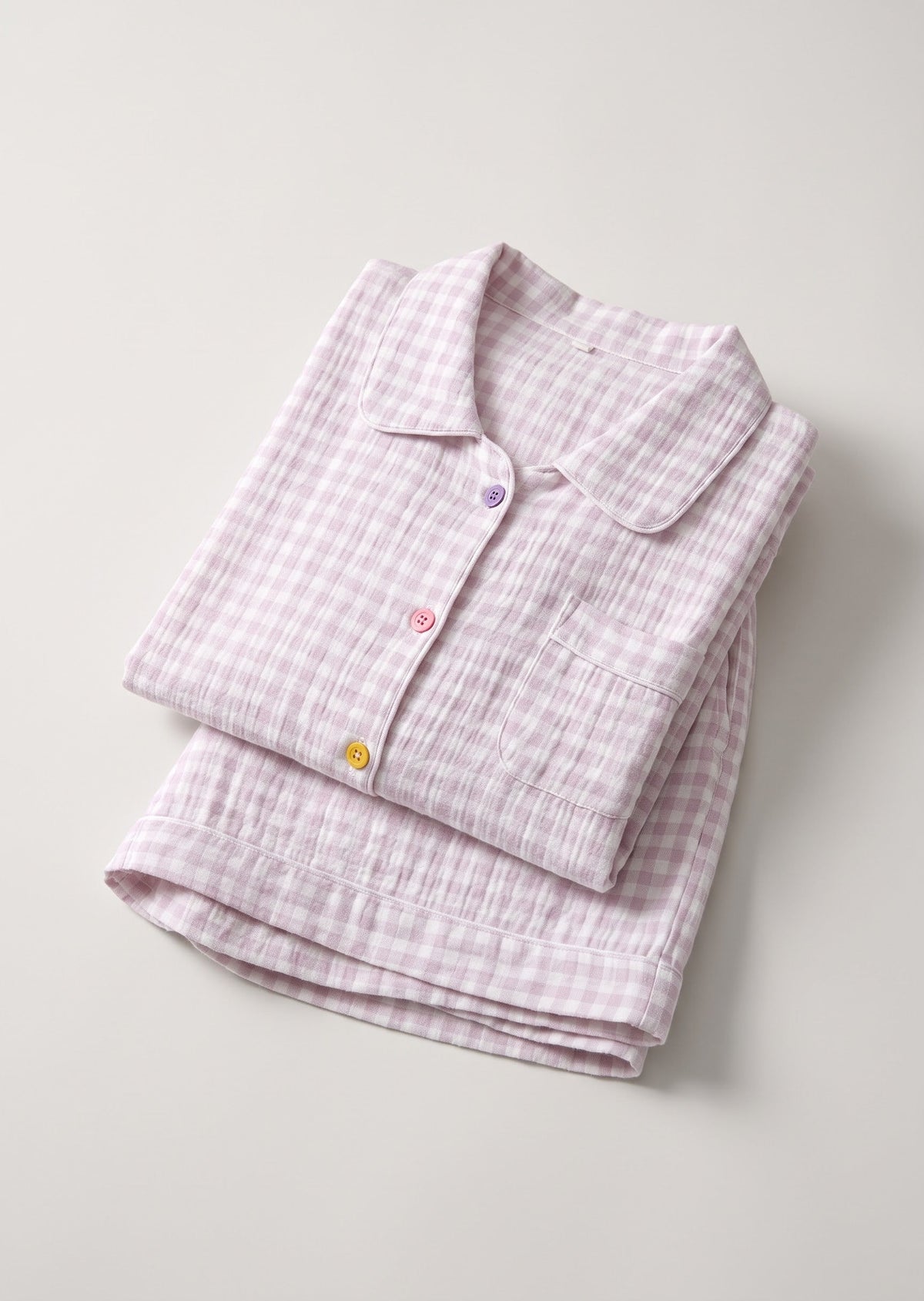 -Ever Lasting - Elle Vintage Inspired Gingham Shorts Pajama Set / Light Purple -Pajamas -Ever Lasting