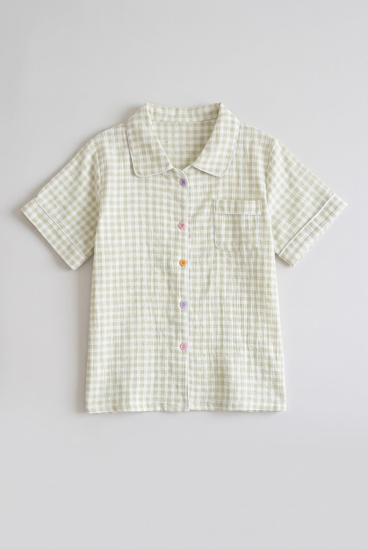 -Ever Lasting - Elle Vintage Inspired Gingham Shorts Pajama Set / Matcha Green -Pajamas -Ever Lasting