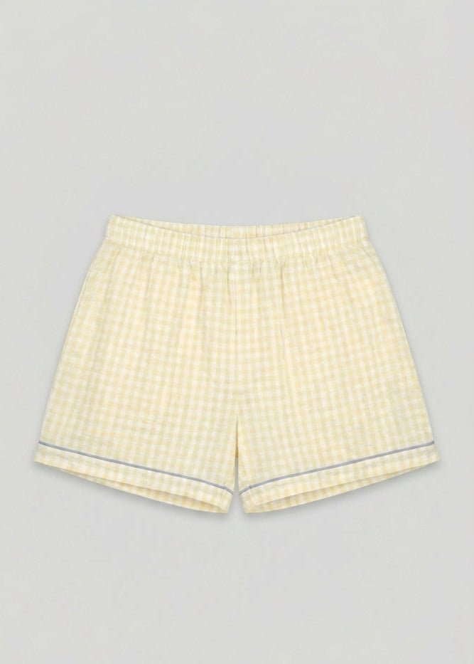 - Ever Lasting - Elle Vintage Inspired Gingham Shorts Pajama Set / Yellow - Pajamas - Ever Lasting