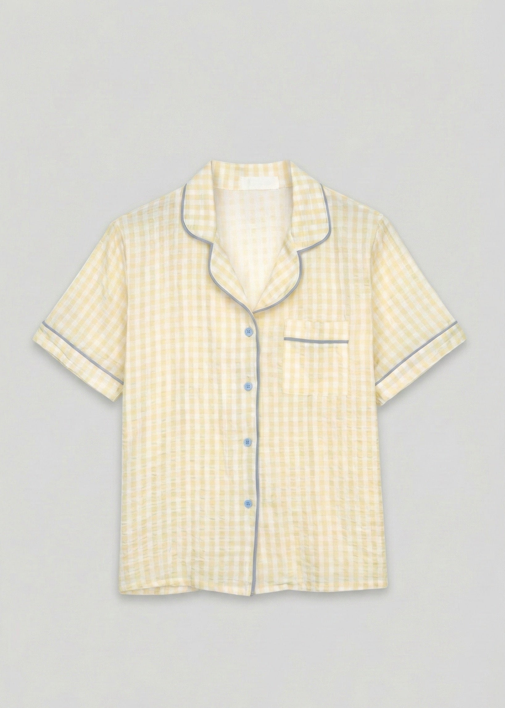 - Ever Lasting - Elle Vintage Inspired Gingham Shorts Pajama Set / Yellow - Pajamas - Ever Lasting