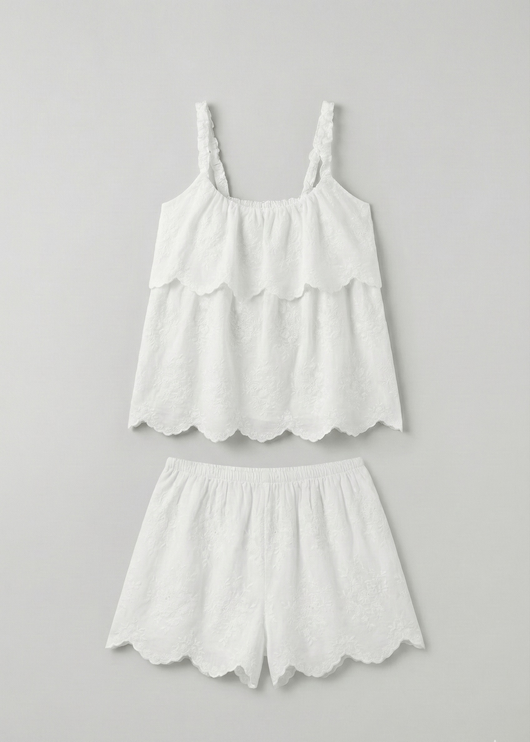 - Ever Lasting - Elodie Embroidered Cotton Gauze PJ Set / White - Pajamas - Ever Lasting