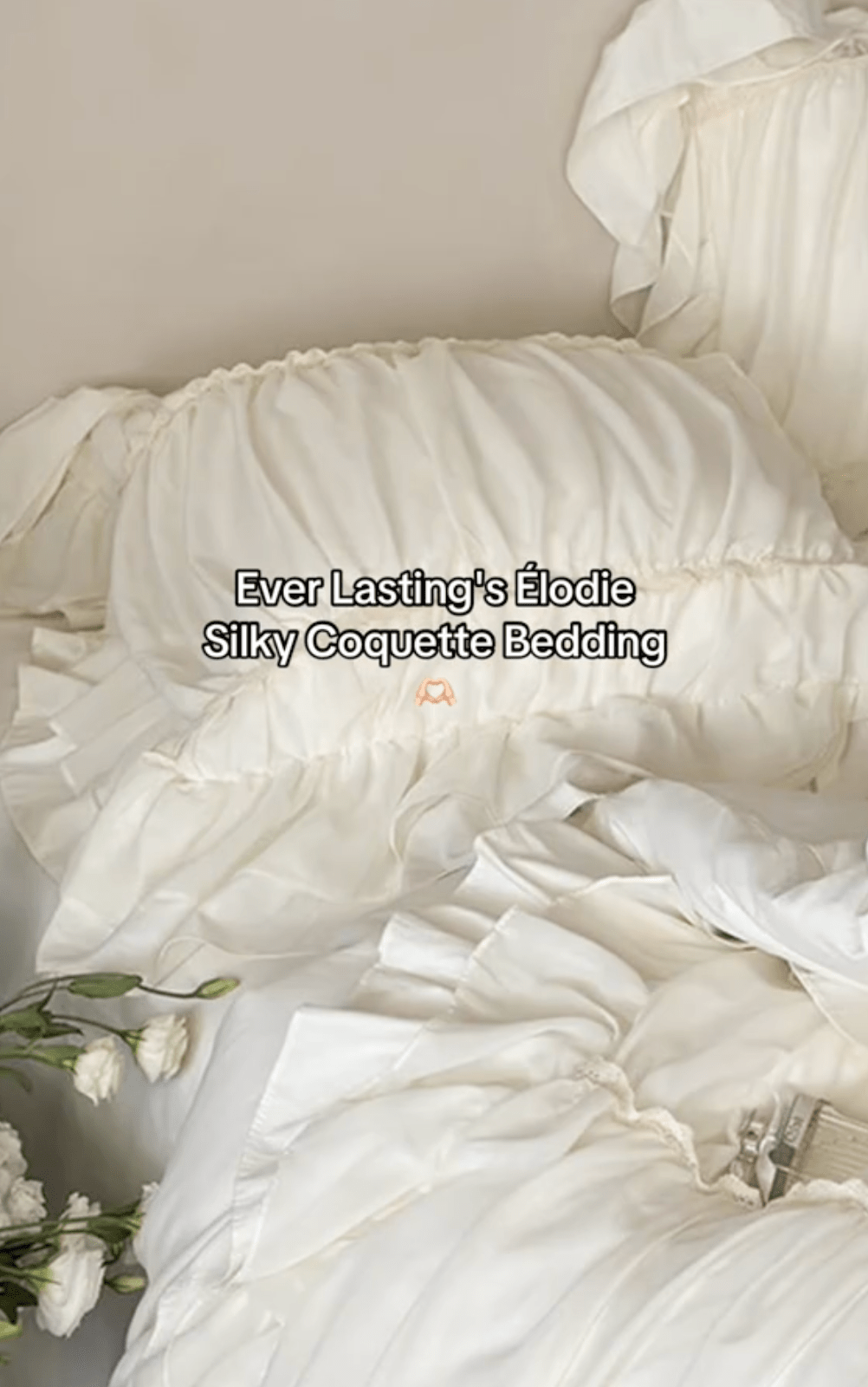 Élodie Silky Coquette Ruffled Bedding Set / Beige - Ever Lasting