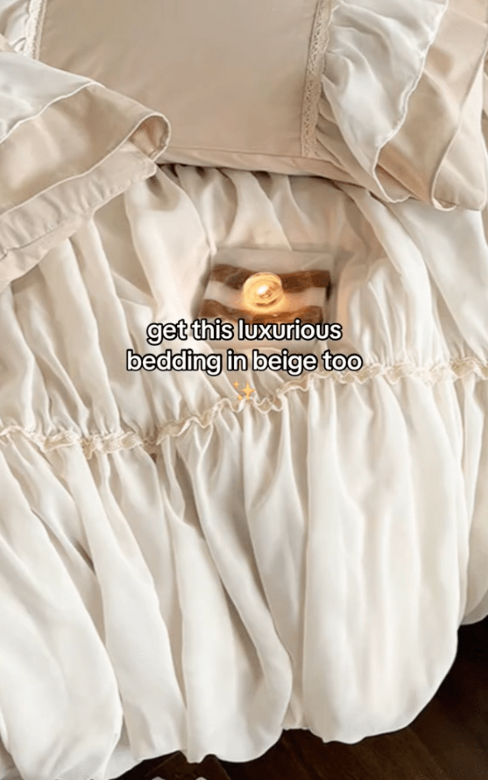 Élodie Silky Coquette Ruffled Bedding Set / Beige - Ever Lasting