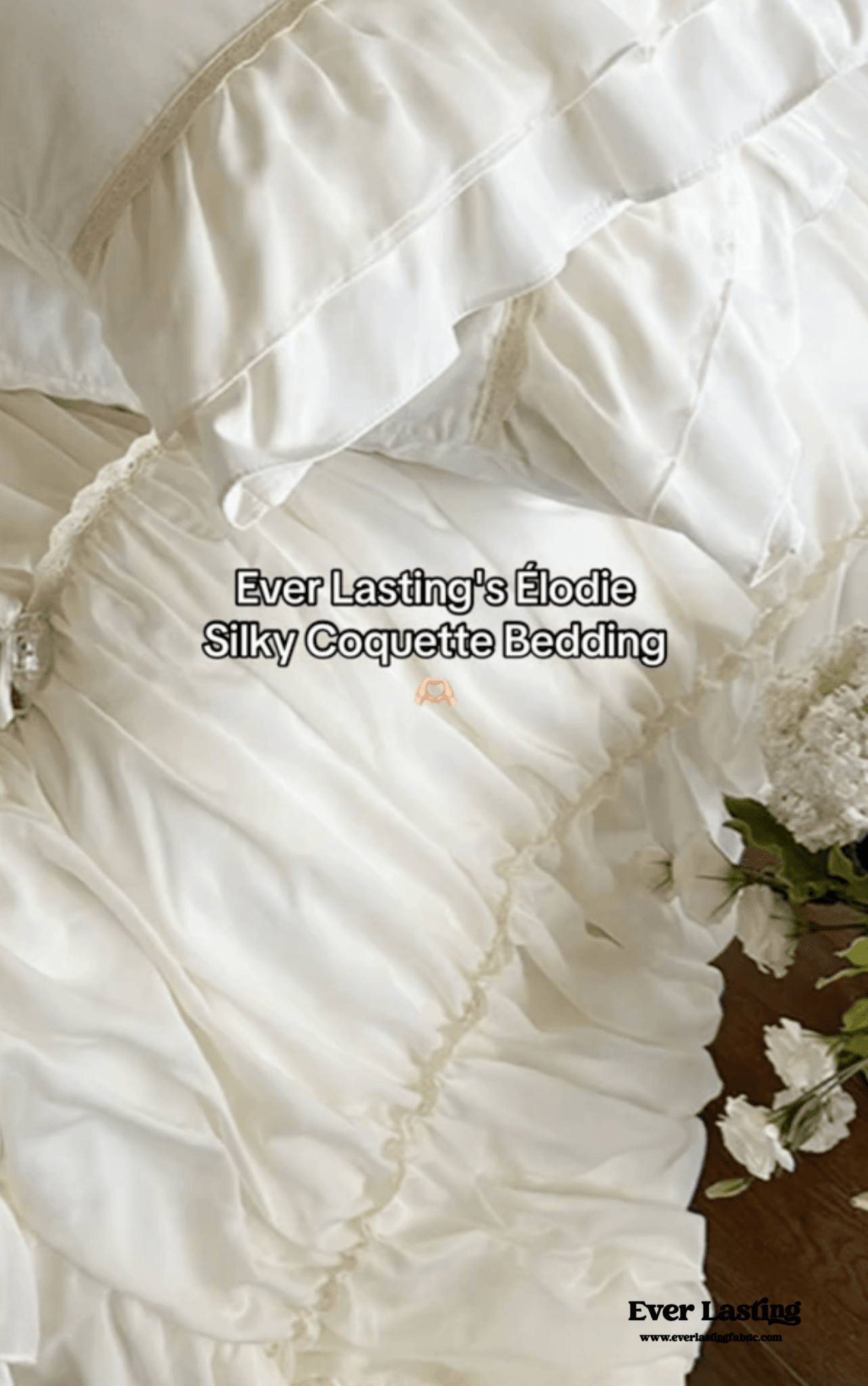 Élodie Silky Coquette Ruffled Bedding Set / White - Ever Lasting