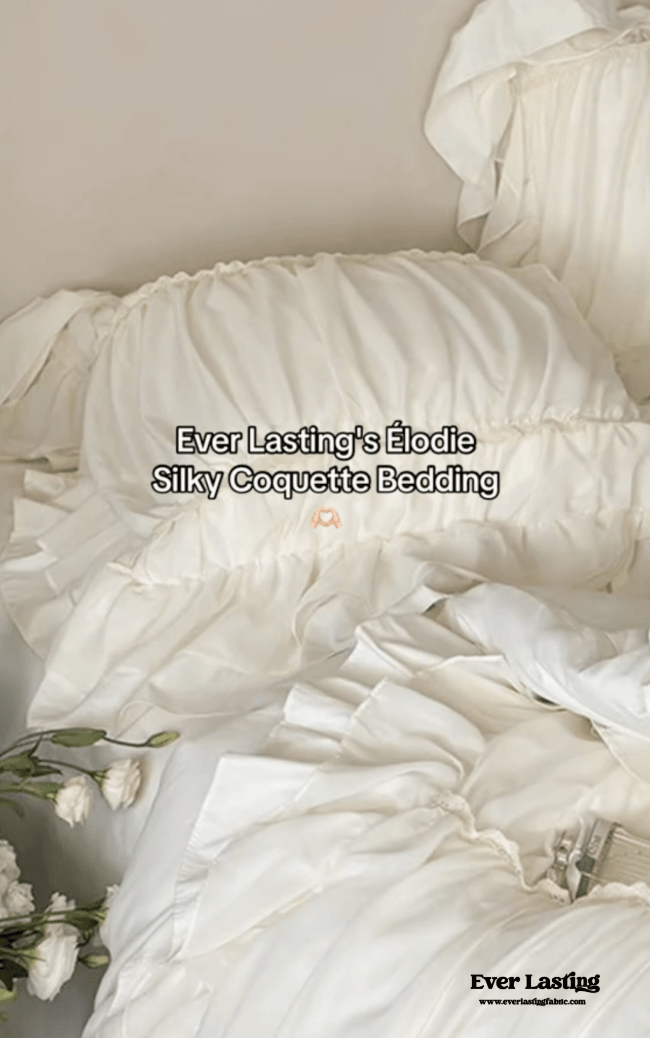 Élodie Silky Coquette Ruffled Bedding Set / White - Ever Lasting