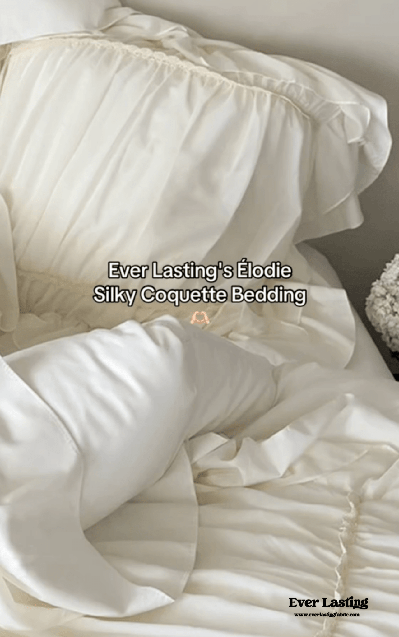 Élodie Silky Coquette Ruffled Bedding Set / White - Ever Lasting
